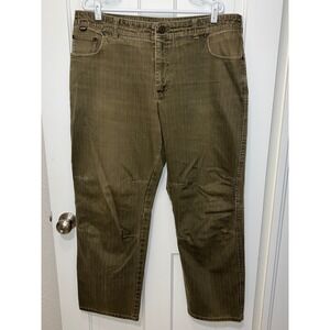 Kuhl Rydr Pants Mens 38x30 Olive Green Textured Cotton Articulated Knee Hiking